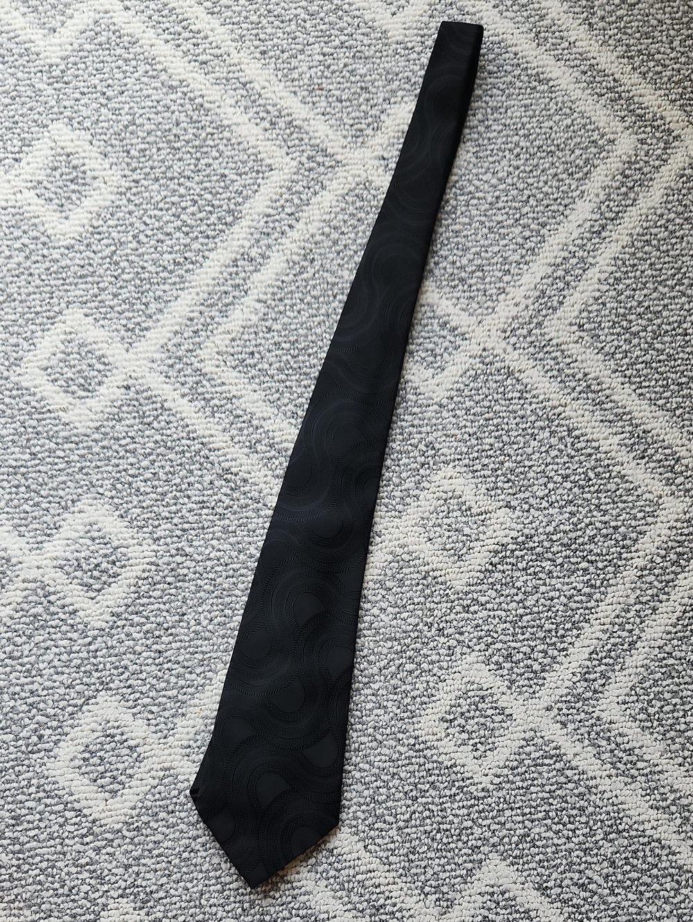 Men's Black Textured Wave Tie - Unbranded